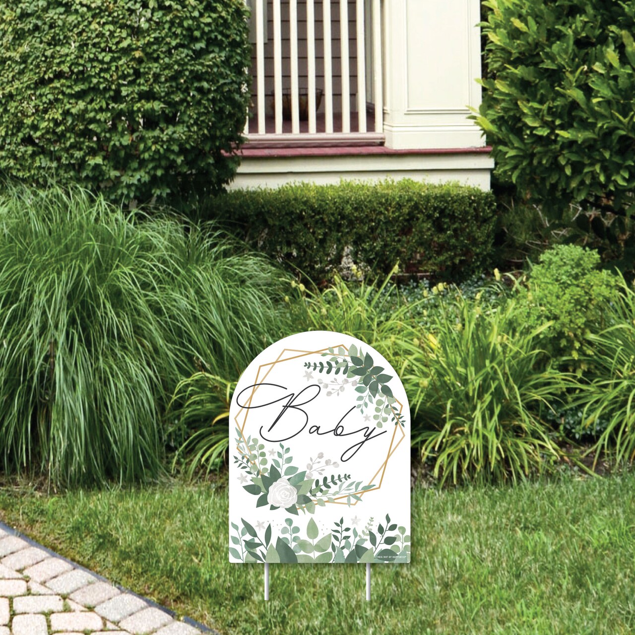 Big Dot of Happiness Boho Botanical Baby - Outdoor Lawn Sign - Greenery Baby Shower Yard Sign - 1 Piece